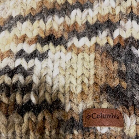 Columbia Women's Size Large Vintage Sweater Tan Chunky Knit Wool Mock Turtleneck - Picture 4 of 8